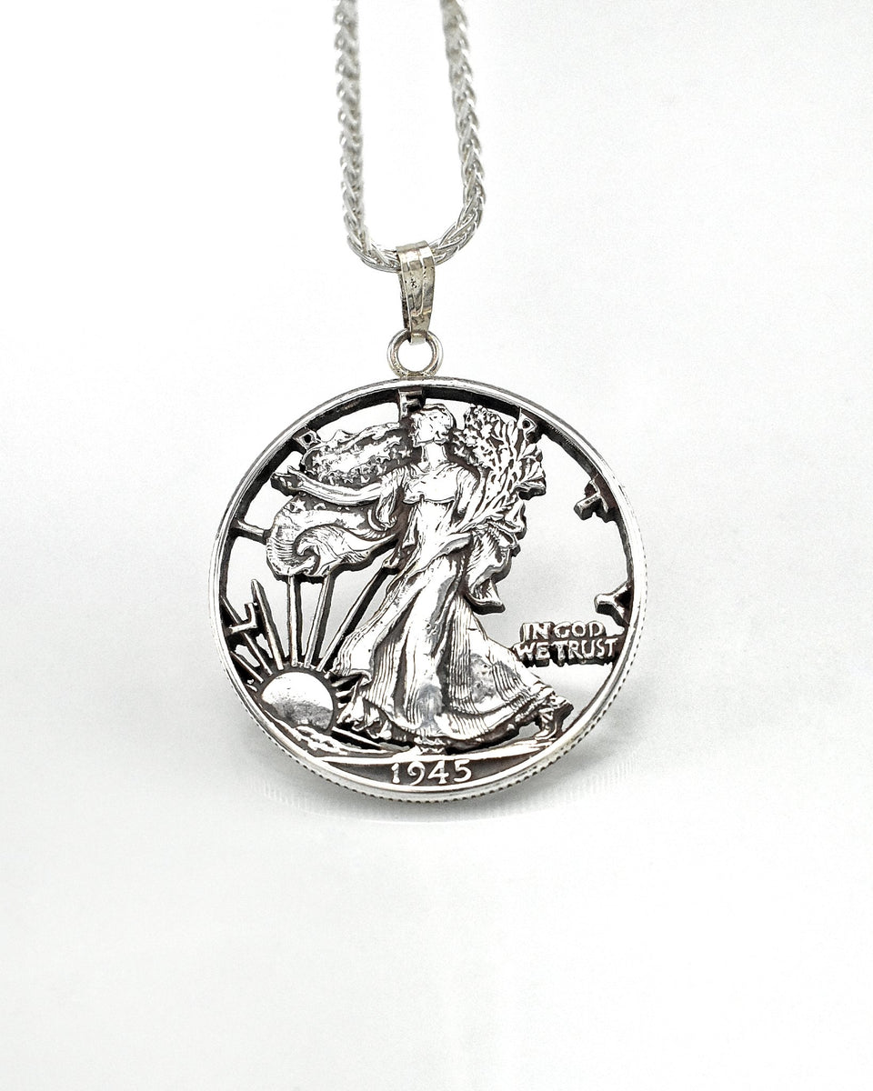 U.S. - Walking Liberty Silver Half Dollar Cut Coin Pendant