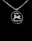 Norway - Cut Coin Pendant with Norwegian Elkhound (with words)