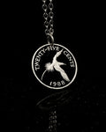 Bermuda - White-tailed Tropicbird Cut Coin Pendant (with words)