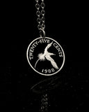 Bermuda - White-tailed Tropicbird Cut Coin Pendant (with words)