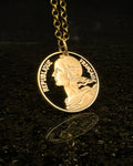 France - Cut Coin Pendant with Marianne (with words)