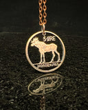 Norway - Cut Coin Pendant with Moose (with words)