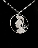Greece - Athena Cut Coin Pendant (with words)