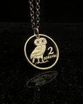 Greece - Owl Cut Coin Pendant 2 Drachmai (with words)