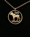 Norway - Cut Coin Pendant with Moose (with words)