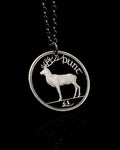 Ireland - Red Deer Cut Coin Pendant (with words)