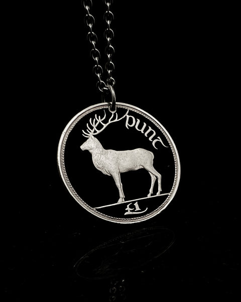 Ireland - Red Deer Cut Coin Pendant (with words)