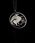Greece - Pegasus Cut Coin Pendant (with words)