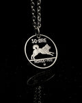 Norway - Cut Coin Pendant with Norwegian Elkhound (with words)