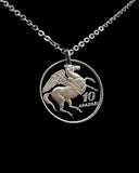 Greece - Pegasus Cut Coin Pendant (with words)