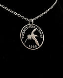 Bermuda - White-tailed Tropicbird Cut Coin Pendant (with words)