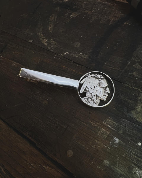 U.S. - Sterling Silver Tie Clip with Hand-Cut Indian Head Nickel