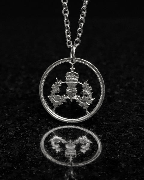 United Kingdom - Cut Coin Pendant with Crowned Thistle