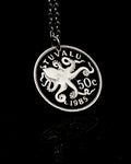 Tuvalu - Octopus Cut Coin Pendant (with words)