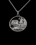Italy - Silver Cut Coin Pendant with Italia