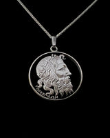 Greece - Silver Cut Coin Pendant with Poseidon