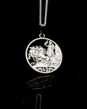 Italy - Silver Cut Coin Pendant with Italia