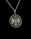 Austria - Silver Cut Coin Pendant with Double Eagle