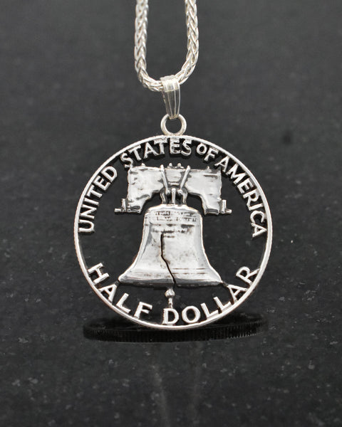 U.S. - Liberty Bell Silver Half-dollar Cut Coin Pendant