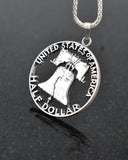 U.S. - Liberty Bell Silver Half-dollar Cut Coin Pendant