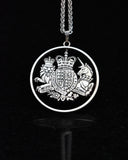 United Kingdom - Royal Coat of Arms Silver Cut Coin Pendant