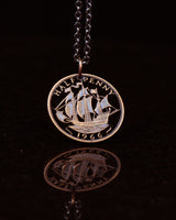 United Kingdom - Ship (with words) Cut Coin Pendant