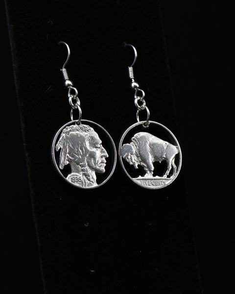 U.S. - Cut Coin Earrings with Buffalo/Indian Head