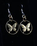 Philippines - Cut Coin Earrings with Butterfly