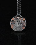 East Caribbean States - Cut Coin Pendant with Ship and Copper Background