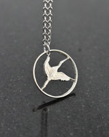 South Korea - Manchurian Crane Cut Coin Pendant
