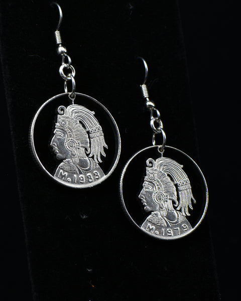 Mexico - Cut Coin Earrings with Cuauhtemōc