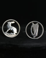 Ireland - 3 Pence on Sterling Silver Cufflinks (Hare and Harp)