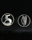 Ireland - 3 Pence on Sterling Silver Cufflinks (Hare and Harp)
