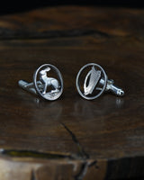 Ireland - 3 Pence on Sterling Silver Cufflinks (Hare and Harp)