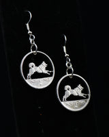 Norway - Cut Coin Earrings with Elkhound