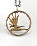 South Africa - Bird of Paradise Flower Cut Coin Pendant