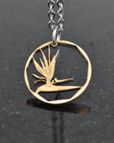 South Africa - Bird of Paradise Flower Cut Coin Pendant