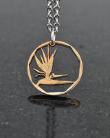 South Africa - Bird of Paradise Flower Cut Coin Pendant