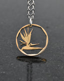 South Africa - Bird of Paradise Flower Cut Coin Pendant