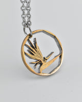 South Africa - Bird of Paradise Flower Cut Coin Pendant