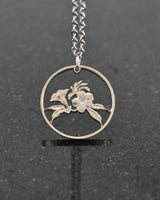 Singapore - Allamanda Lavender Flowers Cut Coin Pendant