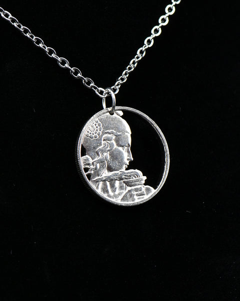 France - Cut Coin Pendant with Lady Liberty