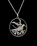 British Virgin Islands - Silver Cut Coin Pendant with Frigate Birds