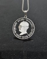 India - Silver Gandhi Centennial Cut Coin Pendant