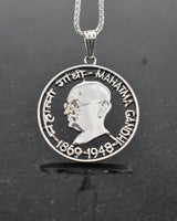 India - Silver Gandhi Centennial Cut Coin Pendant