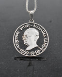 India - Silver Gandhi Centennial Cut Coin Pendant