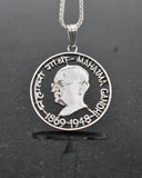 India - Silver Gandhi Centennial Cut Coin Pendant