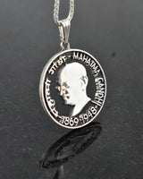 India - Silver Gandhi Centennial Cut Coin Pendant