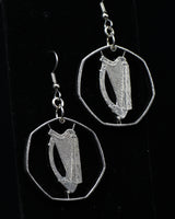 Ireland - Cut Coin Earrings with Harp (50 Pence)