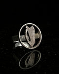 Ireland - 3 Pence Cut Coin Ring with Sterling Band (Harp)